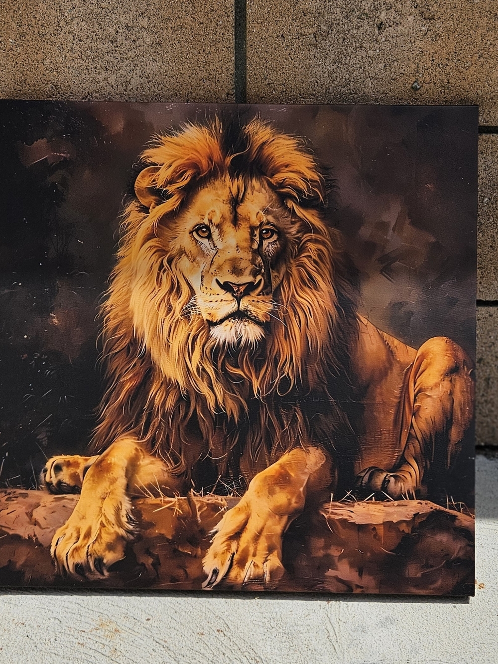 Majestic Lion Canvas Wall Art - Golden Brown Lion Print 20Lx20Wx1D
